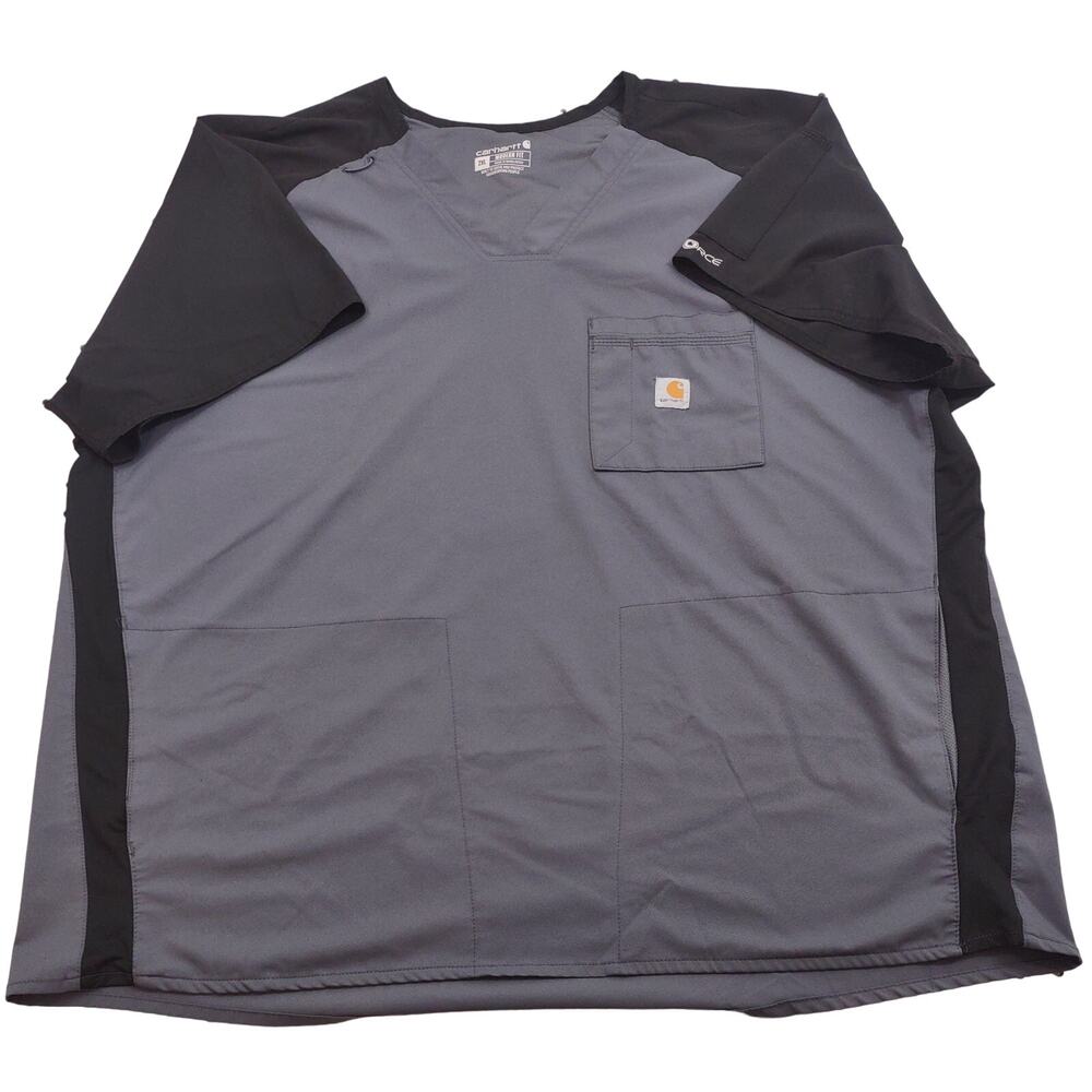 Carhartt Modern Fit Scrubs Top, Size XXL, Gray and Black